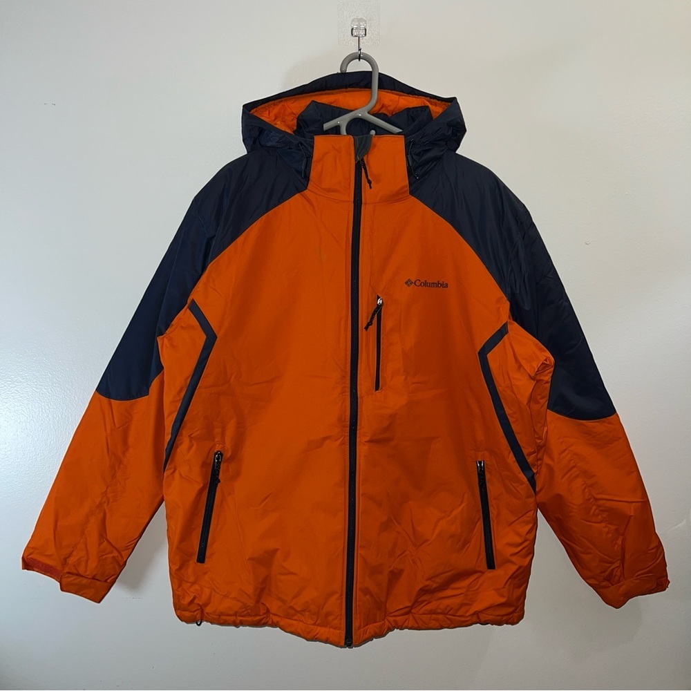 Columbia orange and black waterproof poly fill jacket size men’s xl